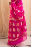 Buy_Priyanka Raajiv_Pink Silk Banarasi Floral Jaal Manik Diagonal Saree With Running Blouse 