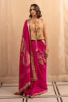 Buy_Priyanka Raajiv_Pink Silk Banarasi Paisley Motif Ratna Saree With Running Blouse _at_Aza_Fashions