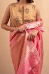 Shop_Priyanka Raajiv_Pink Silk Banarasi Floral Butta Almora Detailed Saree With Running Blouse _Online_at_Aza_Fashions