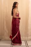 Buy_Priyanka Raajiv_Maroon Silk Banarasi Mughal Jaali Manikya Pattern Saree With Running Blouse _Online_at_Aza_Fashions