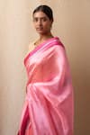 Buy_Priyanka Raajiv_Pink Silk Chanderi Hakeek Saree With Running Blouse _Online_at_Aza_Fashions