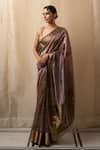 Priyanka Raajiv_Purple Silk Chanderi Woven Floral Butis Janaki Saree With Running Blouse _Online_at_Aza_Fashions