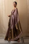 Shop_Priyanka Raajiv_Purple Silk Chanderi Woven Floral Butis Janaki Saree With Running Blouse _Online_at_Aza_Fashions