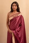 Buy_Priyanka Raajiv_Wine Silk Banarasi Chandra Saree With Running Blouse _Online_at_Aza_Fashions