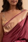 Shop_Priyanka Raajiv_Wine Silk Banarasi Chandra Saree With Running Blouse _Online_at_Aza_Fashions