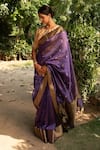 Shop_Priyanka Raajiv_Purple Silk Chanderi Woven Floral Butis Janaki Saree With Running Blouse _at_Aza_Fashions