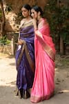 Priyanka Raajiv_Purple Silk Chanderi Woven Floral Butis Janaki Saree With Running Blouse _Online_at_Aza_Fashions