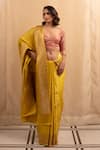 Buy_Priyanka Raajiv_Yellow Silk Banarasi Hand Woven Heera Meenakari Saree With Running Blouse _at_Aza_Fashions