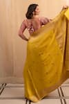 Shop_Priyanka Raajiv_Yellow Silk Banarasi Hand Woven Heera Meenakari Saree With Running Blouse _at_Aza_Fashions