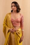 Priyanka Raajiv_Yellow Silk Banarasi Hand Woven Heera Meenakari Saree With Running Blouse _Online_at_Aza_Fashions