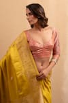 Priyanka Raajiv_Yellow Silk Banarasi Hand Woven Heera Meenakari Saree With Running Blouse _at_Aza_Fashions