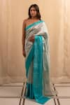 Buy_Priyanka Raajiv_Blue Silk Chanderi Woven Floral Butis Mohi Saree With Running Blouse _at_Aza_Fashions