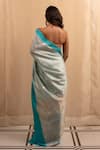 Shop_Priyanka Raajiv_Blue Silk Chanderi Woven Floral Butis Mohi Saree With Running Blouse _at_Aza_Fashions