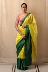 Buy_Priyanka Raajiv_Yellow Silk Chanderi Woven Floral Butis Mohi Saree With Running Blouse _at_Aza_Fashions