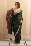 Shop_Priyanka Raajiv_Green Silk Banarasi Woven Paisley Rukma Tanchoi Saree With Running Blouse _at_Aza_Fashions