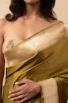 Priyanka Raajiv_Green Silk Banarasi Chandra Saree With Running Blouse _at_Aza_Fashions