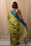 Shop_Priyanka Raajiv_Green Silk Chanderi Kaiya Saree With Running Blouse _at_Aza_Fashions