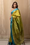 Buy_Priyanka Raajiv_Green Silk Chanderi Kaiya Saree With Running Blouse 