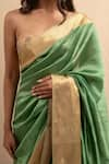 Buy_Priyanka Raajiv_Green Silk Chanderi Lopa Saree With Running Blouse 