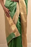 Shop_Priyanka Raajiv_Green Silk Chanderi Lopa Saree With Running Blouse 