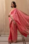 Priyanka Raajiv_Pink Silk Banarasi Woven Floral Surangini Saree With Running Blouse _at_Aza_Fashions