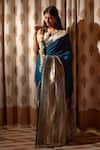 Buy_Priyanka Raajiv_Blue Silk Banarasi Woven Geometric Neelam Saree With Running Blouse _at_Aza_Fashions