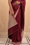 Priyanka Raajiv_Maroon Silk Banarasi Mughal Jaali Manikya Pattern Saree With Running Blouse _at_Aza_Fashions