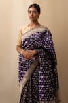 Buy_Priyanka Raajiv_Blue Silk Banarasi Paisley Kalini Butti Detailed Saree With Running Blouse 