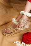 Buy_5elements_Gold Gota Patti, Pearls Flora Embellished Wedges _at_Aza_Fashions