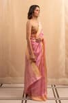 Buy_Priyanka Raajiv_Pink Silk Chanderi Woven Floral Motifs Sindhur Butis Saree With Running Blouse 