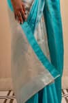 Buy_Priyanka Raajiv_Blue Silk Chanderi Woven Floral Butis Mohi Saree With Running Blouse 