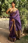 Buy_Priyanka Raajiv_Purple Silk Chanderi Woven Floral Butis Janaki Saree With Running Blouse _at_Aza_Fashions