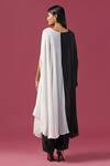 Shop_Two Sisters By Gyans_Black Georgette Embroidered Sequin Colour Block Asymmetric Kaftan With Pant _at_Aza_Fashions