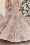 SAISHA_Gold Organza Embroidered Dabka Cape Antique Cutdana Scalloped Lehenga Set _Online_at_Aza_Fashions