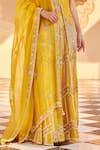 SAISHA_Yellow Organza Embroidered Sequin Cutdana Slit Peplum Kurta Sharara Set _Online_at_Aza_Fashions