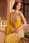 Buy_SAISHA_Yellow Organza Embroidered Sequin Cutdana Slit Peplum Kurta Sharara Set _Online_at_Aza_Fashions