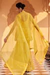 Shop_SAISHA_Yellow Organza Pearl Tonal Embellished Slit Peplum Kurta With Sharara _at_Aza_Fashions