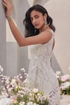 SAISHA_Ivory Organza Embroidered Sequin V-neck Scalloped Slit Peplum Kurta Sharara Set _at_Aza_Fashions