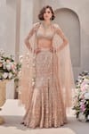 Buy_SAISHA_Pink Organza Embroidered Sequin Floral Vine Cutdana Bridal Mermaid Lehenga Set _at_Aza_Fashions