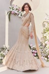 Buy_SAISHA_Gold Organza Embroidered Zardozi Pearl Fish-cut Lehenga Saree With Blouse 