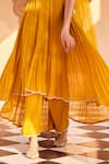 SAISHA_Yellow Georgette Embroidered Sequin Sweetheart High-low Anarkali Pant Set _Online_at_Aza_Fashions