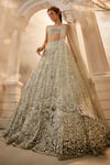 Buy_Swish By Dolcy And Simran_Green Net Embroidered Crystal Artemis Flower Vine Sequin Bridal Lehenga Set _at_Aza_Fashions