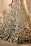 Swish By Dolcy And Simran_Green Net Embroidered Crystal Artemis Flower Vine Sequin Bridal Lehenga Set _Online_at_Aza_Fashions