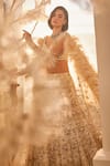 Swish By Dolcy And Simran_Ivory Net Embroidered Cutdana Demeter Floral Pearl Lehenga With Blouse _Online_at_Aza_Fashions