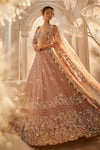 Buy_Swish By Dolcy And Simran_Rose Gold Net Embroidered Crystal Juno Nakshi Wave Bridal Lehenga Set _at_Aza_Fashions