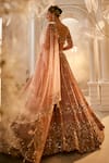 Shop_Swish By Dolcy And Simran_Rose Gold Net Embroidered Crystal Juno Nakshi Wave Bridal Lehenga Set _at_Aza_Fashions