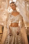 Swish By Dolcy And Simran_Ivory Net Embroidered Luna Tonal Sequin Bridal Lehenga Set With Blouse _Online_at_Aza_Fashions