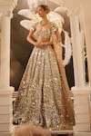 Swish By Dolcy And Simran_Gold Net Embroidered Mirror Sweetheart Minerva Bridal Lehenga Set _Online_at_Aza_Fashions