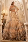 Swish By Dolcy And Simran_Ivory Net Embroidered Crystal Sweetheart Nike Floral Wave Bridal Lehenga Set _Online_at_Aza_Fashions