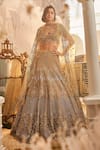 Buy_Swish By Dolcy And Simran_Gold Net Embroidered Crystal Scoop Nox Cutdana Jaali Bridal Lehenga Set _at_Aza_Fashions